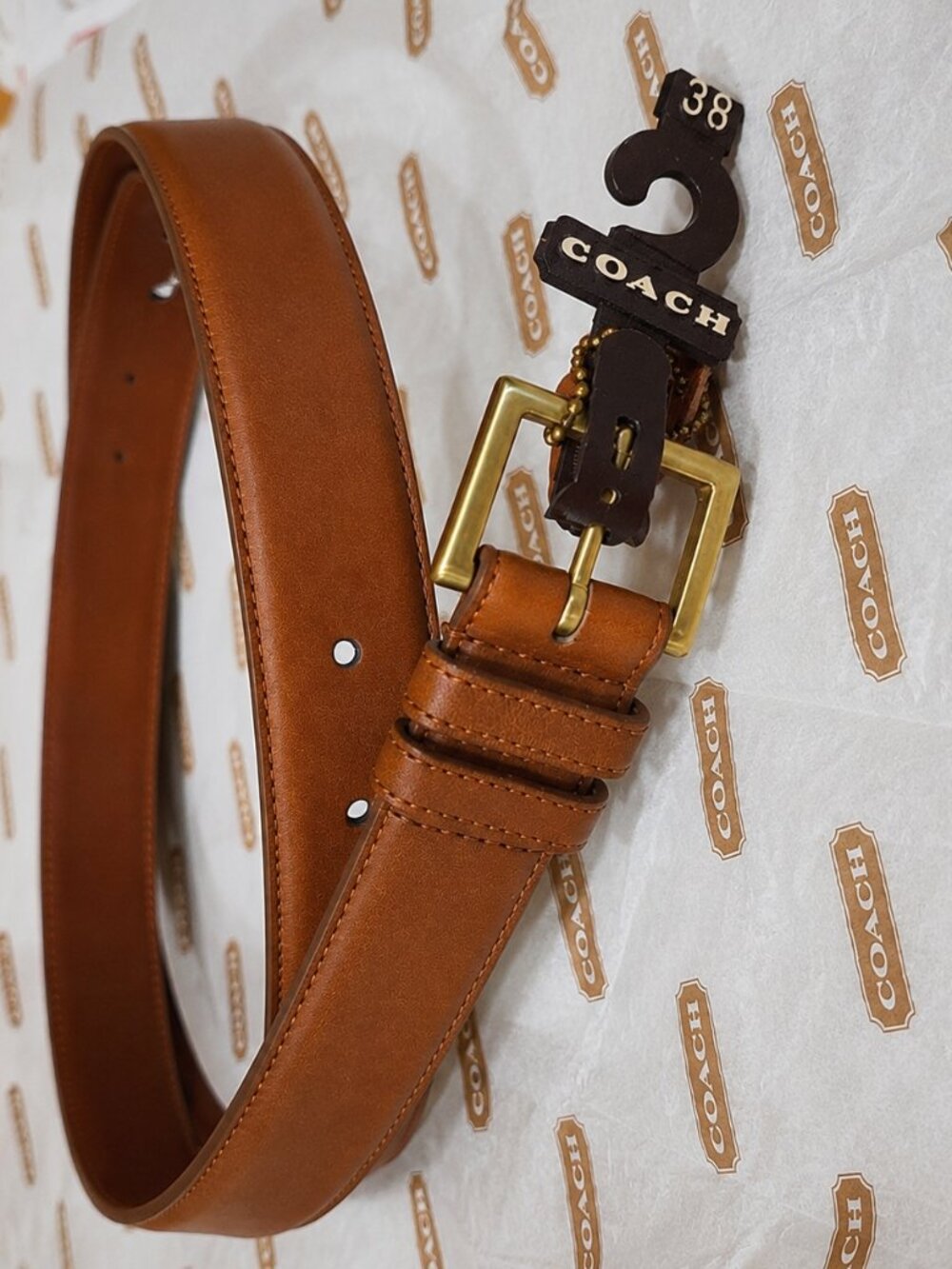 New, Vintage Coach Tan Leather Bridle Belt - Picture 2 of 16